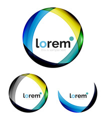 Set of geometric shape convergence logo design templates