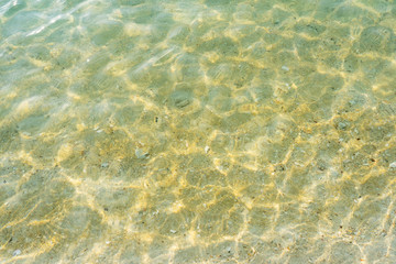 Texture of clear sea water and sand beach