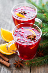 Glasses of hot mulled wine