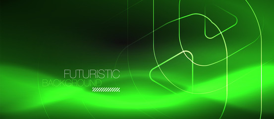 Dark black abstract background with neon colors and lines