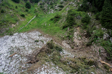 Snow in mountains at summer