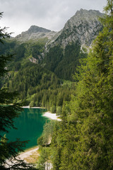 Fototapeta na wymiar Scorcio del lago di Anterselva in Alto-Adige