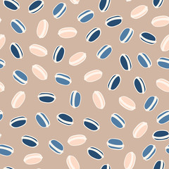 Fototapeta na wymiar Beige and blue Macaron seamless pattern, art background design for fabric and decor