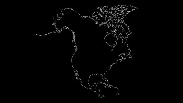 North America continent map outline animation