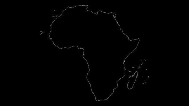 Africa continent map outline animation