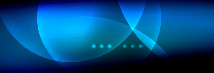 Vector blurred neon glowing circles with flowing and liquid light concept, energy magic fantastic abstract background