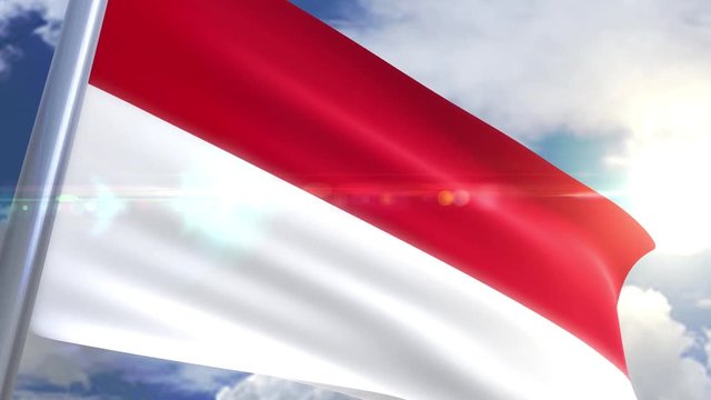 Waving flag of Monaco Animation