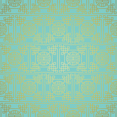 Green gold chiness seamless pattern with gradient design