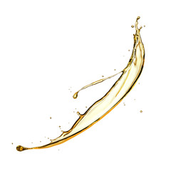 Olive or engine oil splash, cosmetic serum liquid isolated on white background.