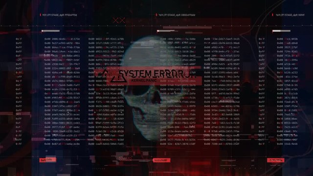 Hacking attack, glitches and system errors on computer screen, cyberattack. Abstract hacking background