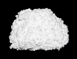 polystyrene isolated on black background
