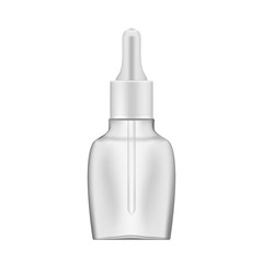 Dark clear glass bottle with pipette - dropper container, vector mock-up