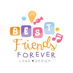 Best friends forever logo design, Happy Friendship Day label for banner, poster, greeting card, t-shirt vector Illustration