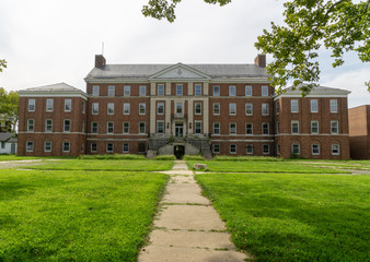 The former hospital on Governors island national park in Manhattan, new york 