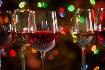 Crystal glasses of wine