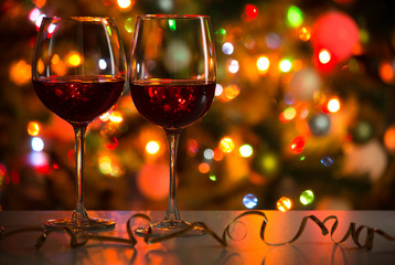 Crystal glasses of wine