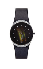 Silver wrist watch isolated round