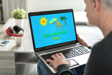Relaxation concept on a laptop screen