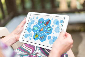 Digital marketing concept on a tablet