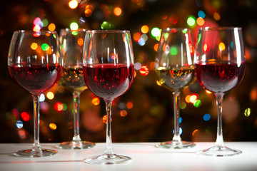 Crystal glasses of wine