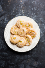 Chirote or Chiroti is a sweet dish from Karnataka and Maharashtra. Served in a plate as a dessert on Festivals or wedding. Selective focus