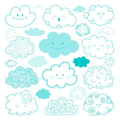 Vector Cartoon Cute Clouds