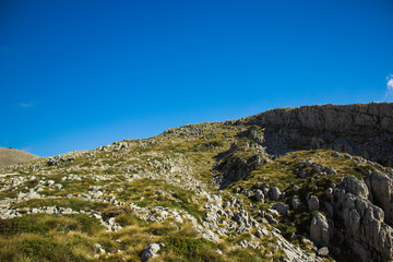 highland mountain rocks beautiful landscape and good place for hiking hobby activity in clear bright summer weather time 