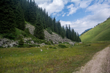 Moonlight valley in Almaty mountains