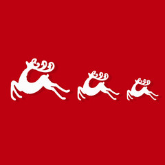 White paper Reindeer on red background with copy space. New year, Christmas concept