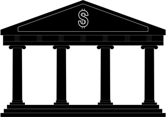 Obraz premium Silhouette of a classic style temple with dollar symbol