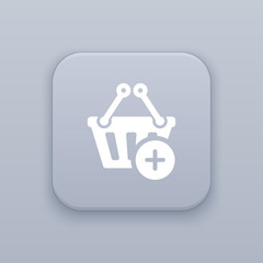 Add purchase, Shopping cart , gray vector button with white icon