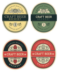 collection of beer labels in retro style