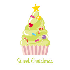 Christmas tree made of sweets and candies vector illustration