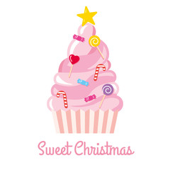 Christmas tree made of sweets and candies vector illustration