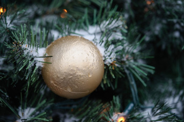 Toys on Christmas tree.