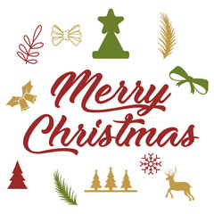 Merry Christmas. Christmas calligraphy. Handwritten modern brush lettering. Hand drawn design elements. sticker Set quotes with snowflakes, snowman, santa claus, candy, sweet candy, cookies. Vector.