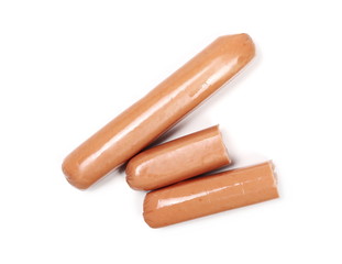 Hot dog isolated on white, top view
