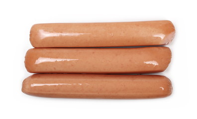 Hot dog isolated on white, top view