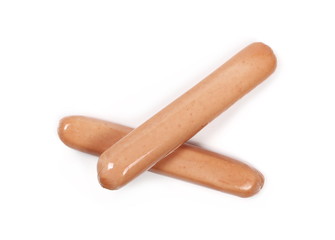 Hot dog isolated on white, top view
