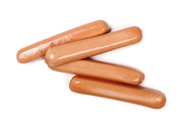 Hot dog isolated on white, top view