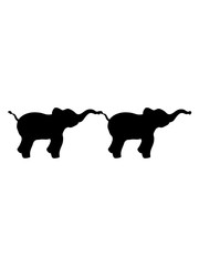 2 freunde gehender elefant silhouette schatten umriss klein süß niedlich baby dick groß comic cartoon clipart design dickhäuter riesig rüssel