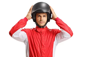 Fotobehang Racer with a helmet © Ljupco Smokovski