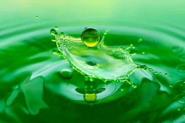 Wandaufkleber Grüner Spritzer - fallender Wassertropfen © Trutta