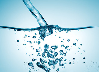 Splash, fizzy water with bubbles