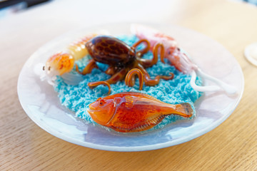 Glass seafood for table decoration