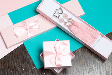 Wrapping presents. Gift boxes. Color paper for packaging.