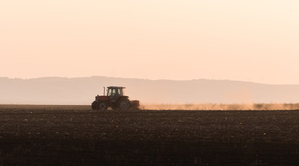 Plowing of stubble field
