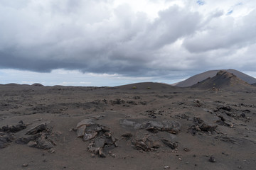Desert stone volcanic landscape in Lanzarote, Canary Islands