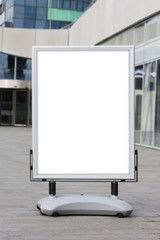Small white blank sign billboard