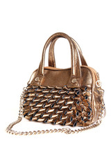 brown female bag on white close up